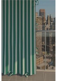 Resim Devrim Olivya Tekstil Yeşil-beyaz Çizgili Özel Dikim Lüks Branda Balkon Perdesi Beyaz - Yeşil 