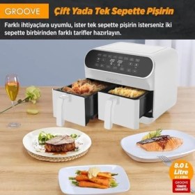 Resim AyrStore Groove Max Plus Xxl 1800W 8lt Çift Hazneli Smart Airfryer 
