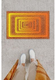 Resim Dijital Baskı Dekoratif Şerit Kahverengi Kapı Önü Paspası K-1244 