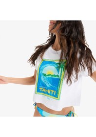 Resim Roxy Atlas Oceanregular Kadın Beyaz Crop T-shirt Erjzt05921 Sarı 