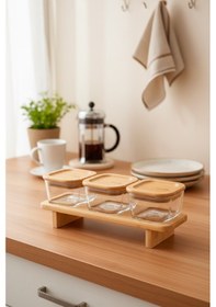 Resim Bernardo Lunaya 3'lü Bambu Standlı Kahvaltılık Orta Boy Bambu 