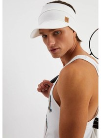 Resim Butikgiz Erkek Uv Koruyuculu %100 Pamuklu Penye Tenis Golf Stil Vizör Şapka Siperlik - Tek Ebat / Beyaz Beyaz 