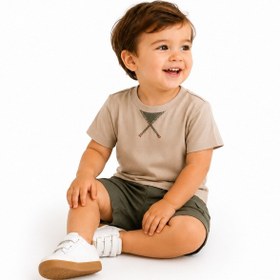 Resim Tucankids Erkek Çocuk Bej Haki Şortlu İkili Takım %100 Pamuk 2-5 Yaş Bej - Haki 