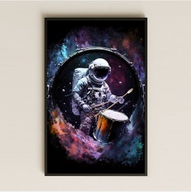 Resim Trampet Çalan Astronot Tasarımlı Pleksi Tablo - Ritimli Uzay Dekoru 