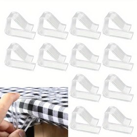 Resim Dış Mekan Masaları için Rüzgar Geçirmez Masa Örtüsü Klipsleri Plastik Etek Tutucu Şeffaf Piknik Masaları için Klipsler 