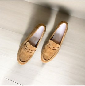 Resim Ne&ve Shoes Camel Süet Hakiki Deri Kadın Loafer Ayakkabı 