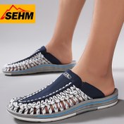 Resim Erkek El Yapımı Dokuma Terlik, Açık Hava Eğlencesi İçin Rahat Plaj Ayakkabıları, Sıkı ve Serin Yaz Sandaletleri. 