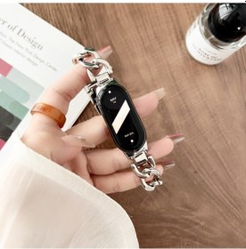 Resim Xiaomi Smart Band 9 Nfc/9/8 Nfc/8 İçin Zincir Askısı Konektörlü Çinko Alaşımlı Metal Akıllı Saat Bantları - Gümüş 