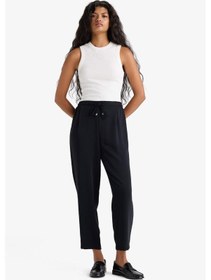 Resim Defacto Carrot Fit Yüksek Bel Beli Bağcıklı Düz Paça Pantolon E6676ax25aubk81 Siyah 