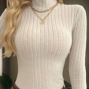 Resim Kadınlar için Şık Yüksek Yaka Balıkçı Yeleği - %100 Polyester Uzun Kollu Sonbahar/Kış Üstü, Makinede Yıkanabilir Düz Renkli Kazak, Günlük ve Resmi Kıyafetler İçin, Zarif Balıkçı Yaka, Kaliteli Yapım 