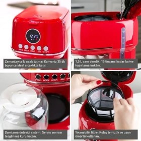 Resim Gem Retro Filtre Kahve Makinesi - 900 W, 1,5 L Cam Demlik | Mint Yeşil 