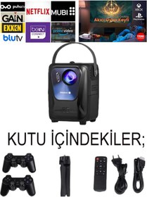 Resim Qifit Oyun Canavarı Projeksiyon 1080P 4K Ultra Hd 5G Hz Wifi 5000:1 Kontrast 3Gb Ram 2 Kol Hediye 