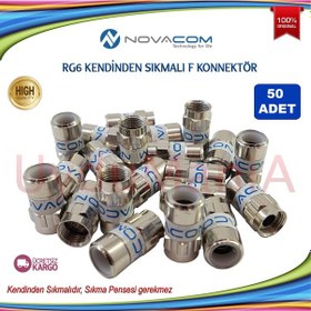 Resim Novacom Rg 6 Kendinden Sıkmalı F Konnektor 50 Adet 