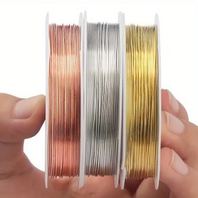 Resim DIY Mücevher Yapımı için 3 Adet Bakır Tel: El Yapımı Bileklikler, Kolyeler ve Aksesuarlar - 0.2-1.0mm Kalınlık - Boncukçuluk, Tel Sarmalama ve El Sanatları için Uygun 