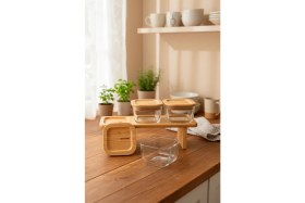 Resim Bernardo Lunaya 3'lü Bambu Standlı Kahvaltılık Büyük Boy 
