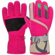 Resim Çocuklar İçin Soğuk Havalarda Kullanılabilen Kış Eldivenleri, Ayarlanabilir Tasarımlı, Yumuşak Polar Astarlı, Termal Koruma Sağlayan, Rüzgar Geçirmez, Su Geçirmez Snowboard Eldivenleri 