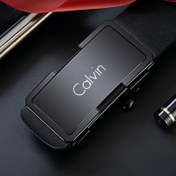 Resim Calvin Erkek İş Kemer - Otomatik Toka Ayarlaması, Takım Elbiseler & Kot Pantolonlar için İnce Minimalist Tasarım, Dayanıklı PU Deri ve Alaşım Toka, Siyah, Standart Boyut, Günlük Kullanım İçin Vazgeçilmez 