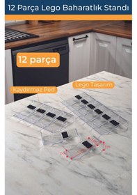 Resim Mienda Home 12 Parça Şeffaf-lego Baharatlık Standı Çok Amaçlı Düzenleyici Makyaj Organizer Şeffaf 