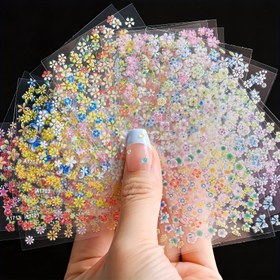 Resim 30 Rastgele Stil Çiçek Tasarım Çivi Sanat Yapışkanları, 3D Holografik Çiçek Çivi Yapışkanları - Parlak, Kendiliğinden Yapışkan Çivi Sanat Karalamaları, Kadın ve Kızlar için Çivi Sanat Malzemeleri 
