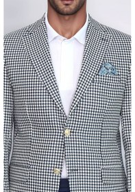 Resim Lacivert Kazayağı Desenli Gold Renk Metal Düğmeli Slim Fit Erkek Blazer Ceket - Wessi Navy Blue 