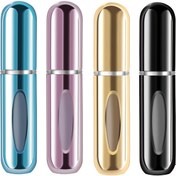Resim 1/2/4 adet Mini Doldurulabilir Parfüm Sprey Şişeleri - RFID Engelleme Özellikli Taşınabilir Seyahat Boyu Atomizer, PVC İçermeyen Plastik, 4 Renk (Mavi/Mor/Altın/Siyah) Kolonya, Esansiyel Yağlar & Seyahat Gereçleri için, Kişisel Koku Portatifi, Şeffaf Kapak Tasarımı, Şık Silindirik Tasarım, Dayanıklı Plastik Yapı, Şık Metal Aksanlar 
