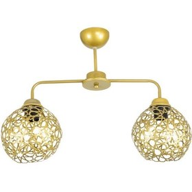Resim Ikili Selçuklu Model Modern Gold Plafonyer Avize 