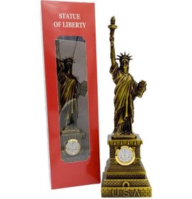 Resim Metal Saatli Özgürlük Heykeli Gold Vintage Dekor Usa 25cm 