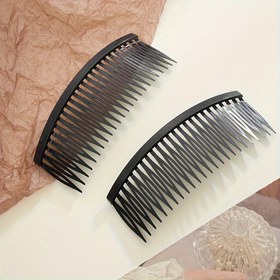 Resim 2 adet Kadınlar için Şık, Minimalist Bölünmüş Fırçalar ile Geniş Dişli Büyük Siyah Saç Çıtçıtları - Saçları Çözmek ve Şekillendirmek İçin Mükemmel, Saç Şekillendirme Çıtçıtları | Zarif Saç Çıtçıtları | Plastik Saç Fırçası, Saç Fırçaları 