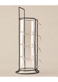 Resim River World Fincan Seti 4'lü Borosilikat Standlı Renkli 