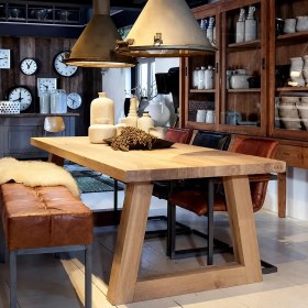 Resim KUMİ Ahşap Yemek Masası / Ağaç Toplantı Masası - Çalışma Masası 