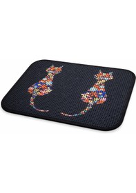 Resim Petesia Kedi Tuvalet Önü Elekli Paspas 60x45 Cm Ters Kediler 