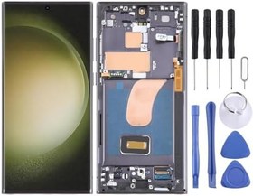 Resim Samsung S23 Ultra Uyumlu Lcd Ekran Dokunmatik Full Çıtalı Oled Siyah SM-S918 