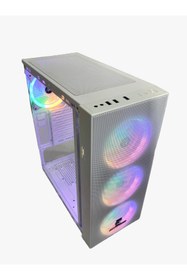 Resim Gameforce Wmesh Beyaz 4x120mm Rainbow Fan ATX Oyuncu Bilgisayar Kasası 