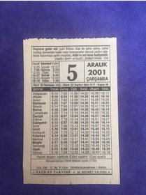 Resim 5 Aralık 2001 Takvim Yaprağı - Nostalji Koleksiyonluk Takvim Yaprağı 