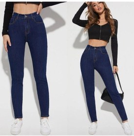 Resim Kadın Darpaça Denim Pantolon Darpaça Kot Pantolon Skiny Pantolon Koyu Lacivert 