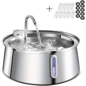 Resim 4L Büyük Kapasiteli Kedi Çeşmesi Pet Su Dağıtıcısı Otomatik Metal Pet İçme Çeşmeleri ile Yedek Filtreler Ultra-Sessiz Pomp, Pil Olmadan 