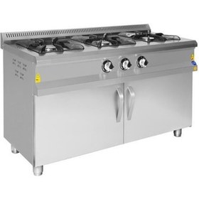 Resim CSA İnox Karacasan Endüstriyel Lpg Tüplü 3 Lü Dolaplı Ocak 