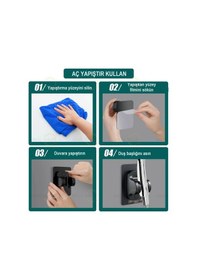 Resim Mainshop Kendinden Yapışkanlı El Duşu Başlığı Delme Gerektirmez 2 Kancalı M-049 Siyah 