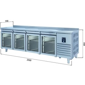 Resim Galleyz Tezgah Tip Buzdolabı - 4 Cam Kapılı - 250X70X85 cm 