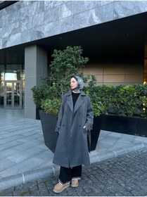 Resim müqofficial MÜQ Officiall Massi Oversize Kaşe Astarlı Kaban- Antresit 