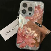 Resim Lotus Baskılı Büyük Tüy Gazlı Cep Telefon Kılıfı 