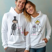 Resim Evli ve Mutlu Çiftler Kapşonlu Polar Sweatshirt 