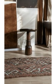 Resim Simillo Home&Living WOOD Wooden Ahşap Boğumlu Tekli Mantar Yan Sehpa Modern Ceviz Renk Fiskos 