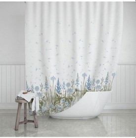 Resim Banyo Perdesi 2x110x200 Çift Kanat Duş Perdesi + Halka Duşakabin Perdesi 2558 