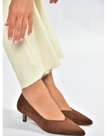 Resim Fox Shoes V404090302 Kahverengi Süet Sivri Burun Alçak Topuklu Kadın Ayakkabı Kahverengi 