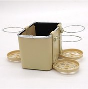 Resim Hfambition Araç İçin Multifonksiyonel Sandık: Kol Dayama Sandığı, Su Bardaklıklı, Mendil Kutusu, Depolama Kutusu - Bej Üç Bardaklı 