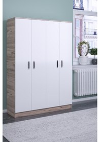 Resim ABETEMOBİLYA Abete-4 Kapılı Ceviz -Beyaz Gardırop 