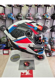 Resim Mt Helmets Mt Thunder 4 Sv Luminence A7 Motosiklet Kaskı Mat Beyaz/mavi 