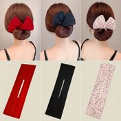 Resim Bohem Fiyonk Tasarımlı Topuz Yapıcı Bandana - Fransız Kıvırma Demiri, Tembel Saçlar için Saç Stil Aksesuarları, Polyester Lif, Döner Büküm Makarası Saç Bandı, Bohem Saç Aksesuarları 