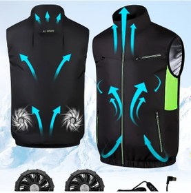 Resim Challenger Usb'li Klima Yelek Siyah - 9 Bıçaklı 3 Hızlı Sessiz Fan, Dış Mekan Serinletme 